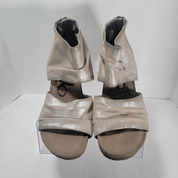 OTBT Women's 9 Patchouli Heeled Sandal Silver Metallic Open Toe Chunky Heel Cute - Picture 5 of 11